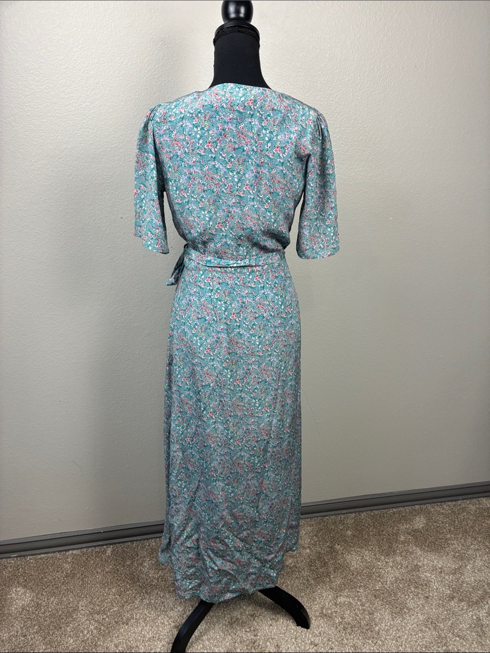 Louise Misha Sandhya Wrap Maxi Dress Almond Bohemian Hindi Blue Floral 2 - Picture 6 of 9
